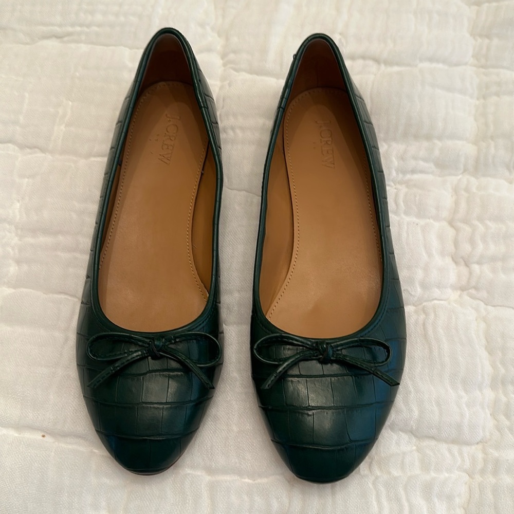 J Crew women’s ballet flats- emerald green-size 9.5